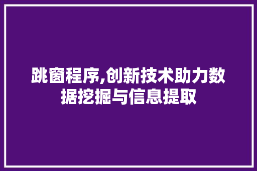 跳窗程序,创新技术助力数据挖掘与信息提取