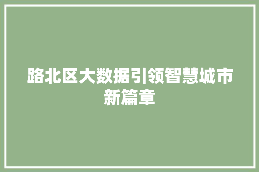 路北区大数据引领智慧城市新篇章