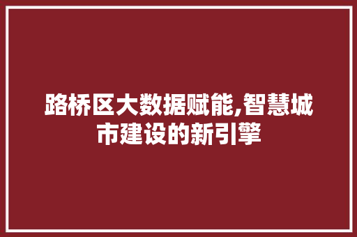 路桥区大数据赋能,智慧城市建设的新引擎