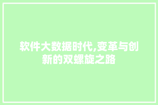 软件大数据时代,变革与创新的双螺旋之路