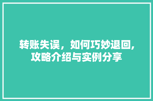 转账失误，如何巧妙退回,攻略介绍与实例分享