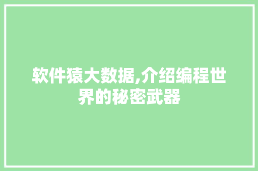 软件猿大数据,介绍编程世界的秘密武器