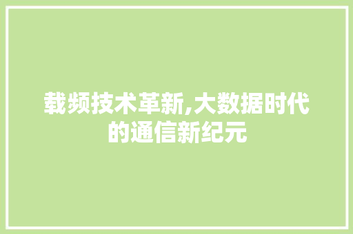 载频技术革新,大数据时代的通信新纪元