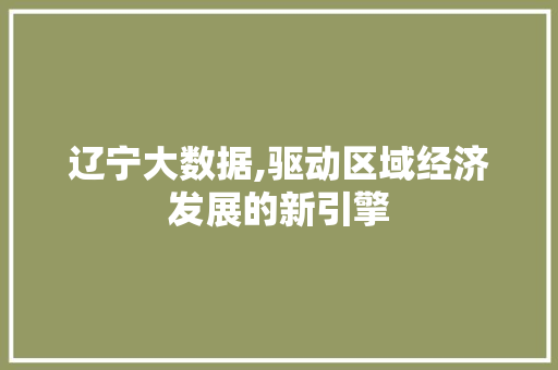 辽宁大数据,驱动区域经济发展的新引擎