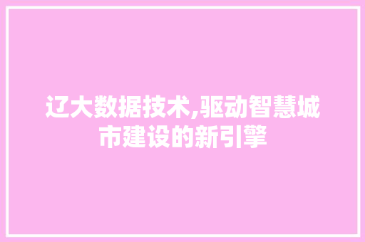 辽大数据技术,驱动智慧城市建设的新引擎
