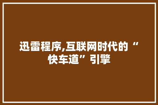 迅雷程序,互联网时代的“快车道”引擎