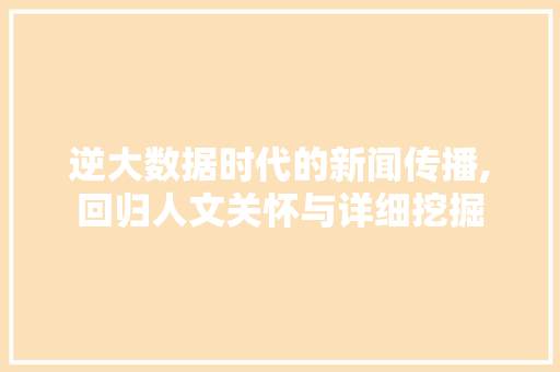 逆大数据时代的新闻传播,回归人文关怀与详细挖掘