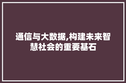 通信与大数据,构建未来智慧社会的重要基石