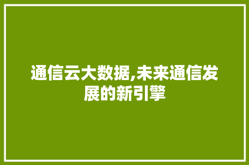 通信云大数据,未来通信发展的新引擎