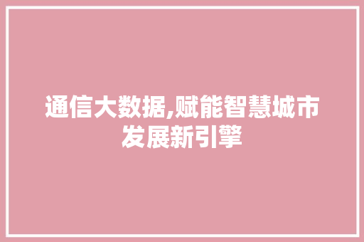 通信大数据,赋能智慧城市发展新引擎