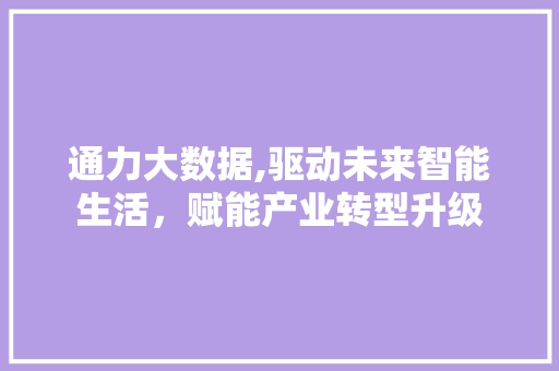 通力大数据,驱动未来智能生活，赋能产业转型升级
