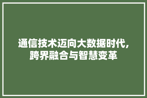 通信技术迈向大数据时代,跨界融合与智慧变革