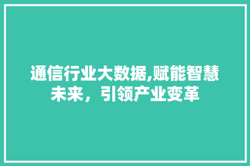 通信行业大数据,赋能智慧未来，引领产业变革