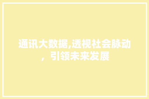 通讯大数据,透视社会脉动，引领未来发展