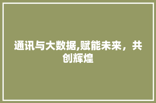 通讯与大数据,赋能未来，共创辉煌