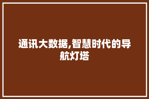 通讯大数据,智慧时代的导航灯塔