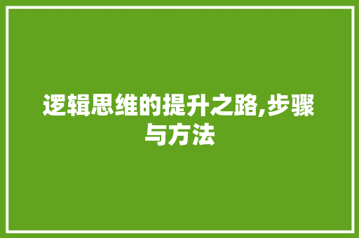 逻辑思维的提升之路,步骤与方法