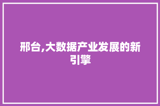 邢台,大数据产业发展的新引擎