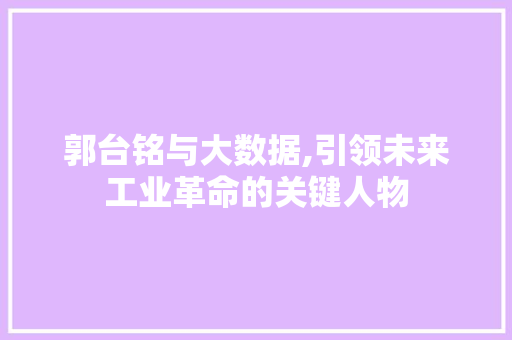 郭台铭与大数据,引领未来工业革命的关键人物