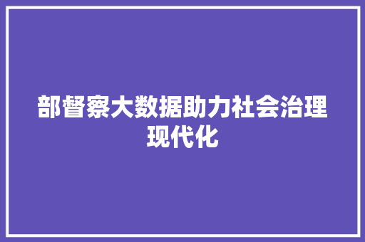 部督察大数据助力社会治理现代化 网站建设公司