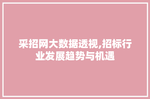 采招网大数据透视,招标行业发展趋势与机遇