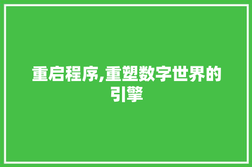重启程序,重塑数字世界的引擎