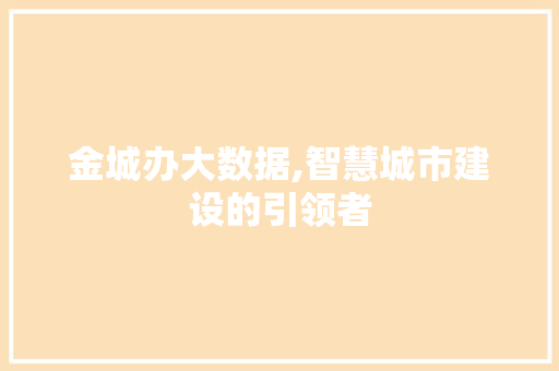 金城办大数据,智慧城市建设的引领者