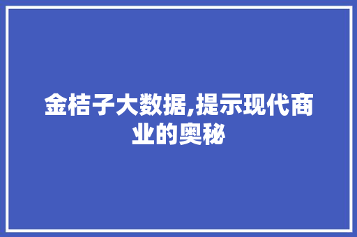 金桔子大数据,提示现代商业的奥秘