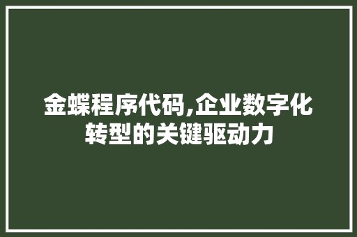 金蝶程序代码,企业数字化转型的关键驱动力