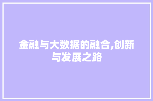 金融与大数据的融合,创新与发展之路