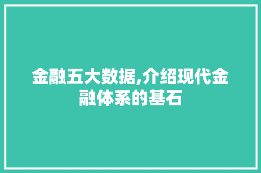金融五大数据,介绍现代金融体系的基石