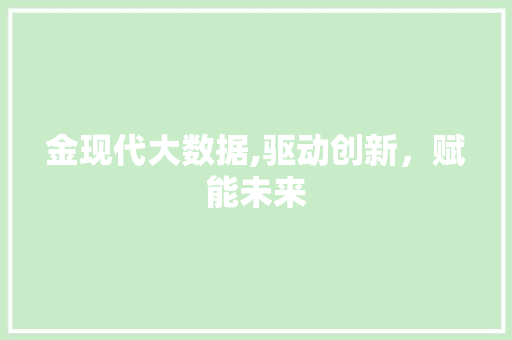 金现代大数据,驱动创新，赋能未来 百度SEO