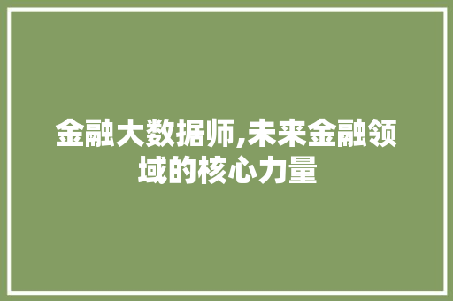 金融大数据师,未来金融领域的核心力量