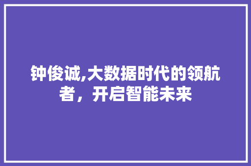 钟俊诚,大数据时代的领航者，开启智能未来