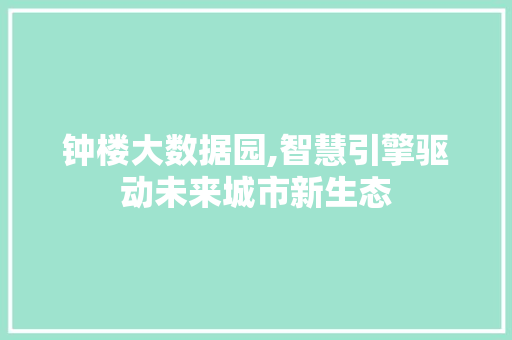 钟楼大数据园,智慧引擎驱动未来城市新生态