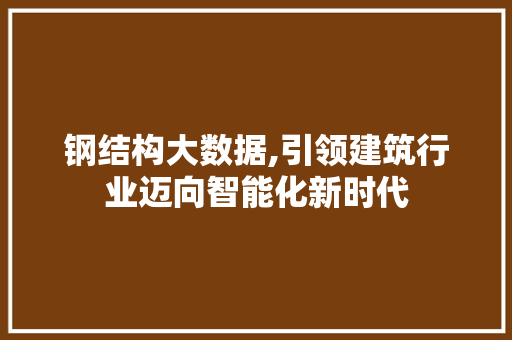 钢结构大数据,引领建筑行业迈向智能化新时代