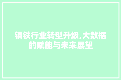 钢铁行业转型升级,大数据的赋能与未来展望