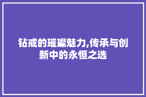 钻戒的璀璨魅力,传承与创新中的永恒之选