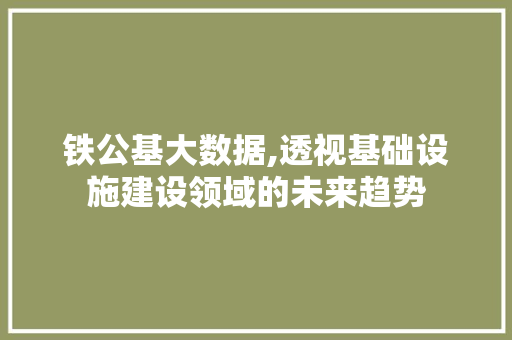 铁公基大数据,透视基础设施建设领域的未来趋势