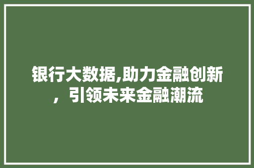 银行大数据,助力金融创新，引领未来金融潮流