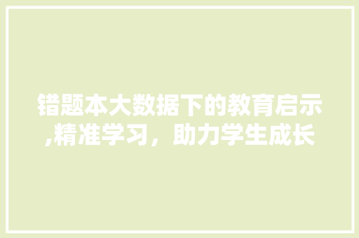 错题本大数据下的教育启示,精准学习，助力学生成长