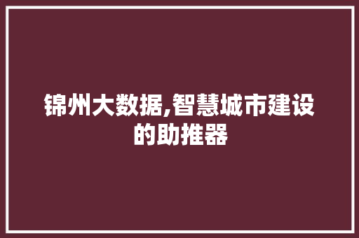 锦州大数据,智慧城市建设的助推器
