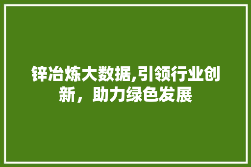锌冶炼大数据,引领行业创新，助力绿色发展