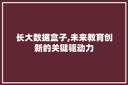 长大数据盒子,未来教育创新的关键驱动力