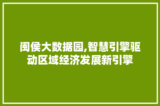 闽侯大数据园,智慧引擎驱动区域经济发展新引擎