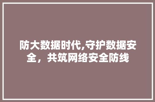 防大数据时代,守护数据安全，共筑网络安全防线