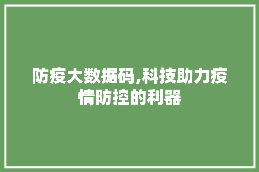 防疫大数据码,科技助力疫情防控的利器