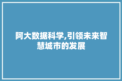 阿大数据科学,引领未来智慧城市的发展 百度SEO