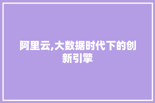 阿里云,大数据时代下的创新引擎