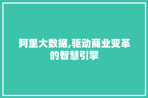 阿里大数据,驱动商业变革的智慧引擎